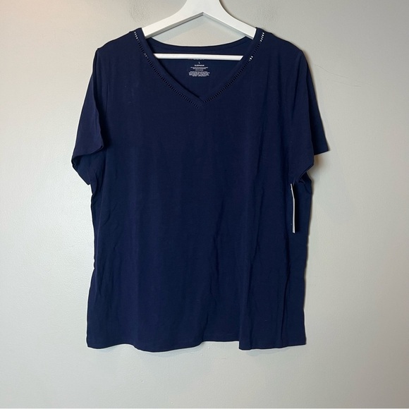 NWT Liz Claiborne Navy Short-Sleeved Sleep Shirt Large - Picture 1 of 5